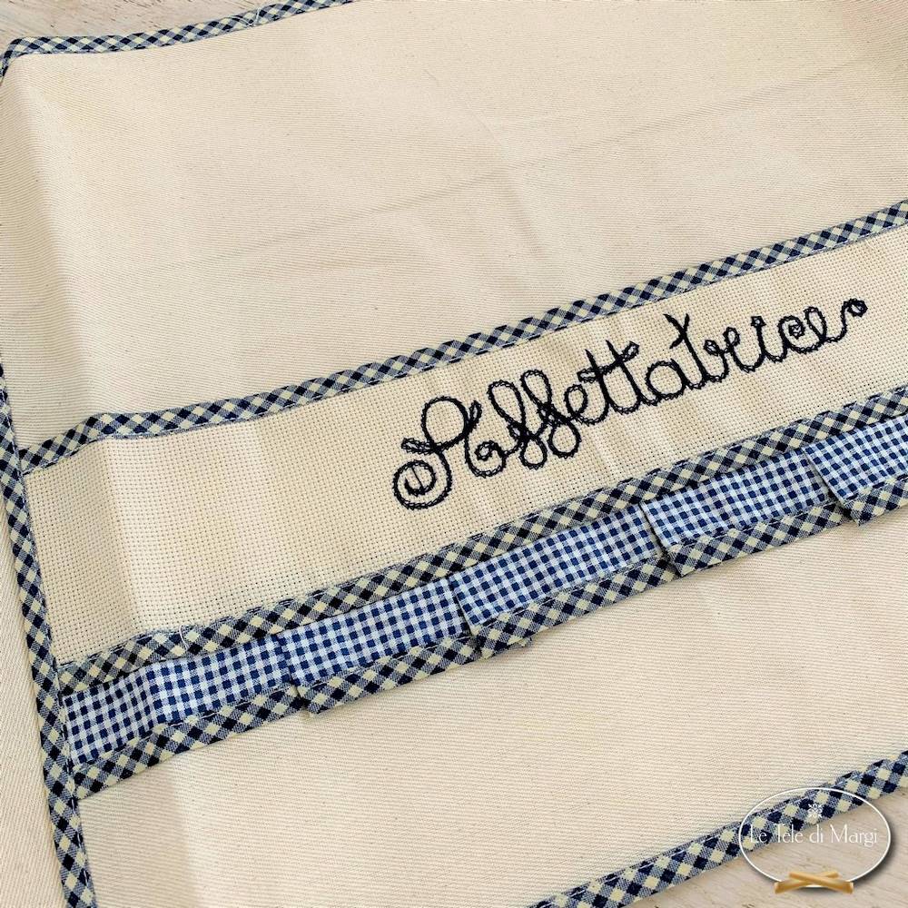 Copriaffettatrice ricamato blu piccolo