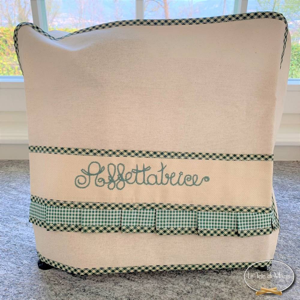 Copriaffettatrice ricamato verde piccolo