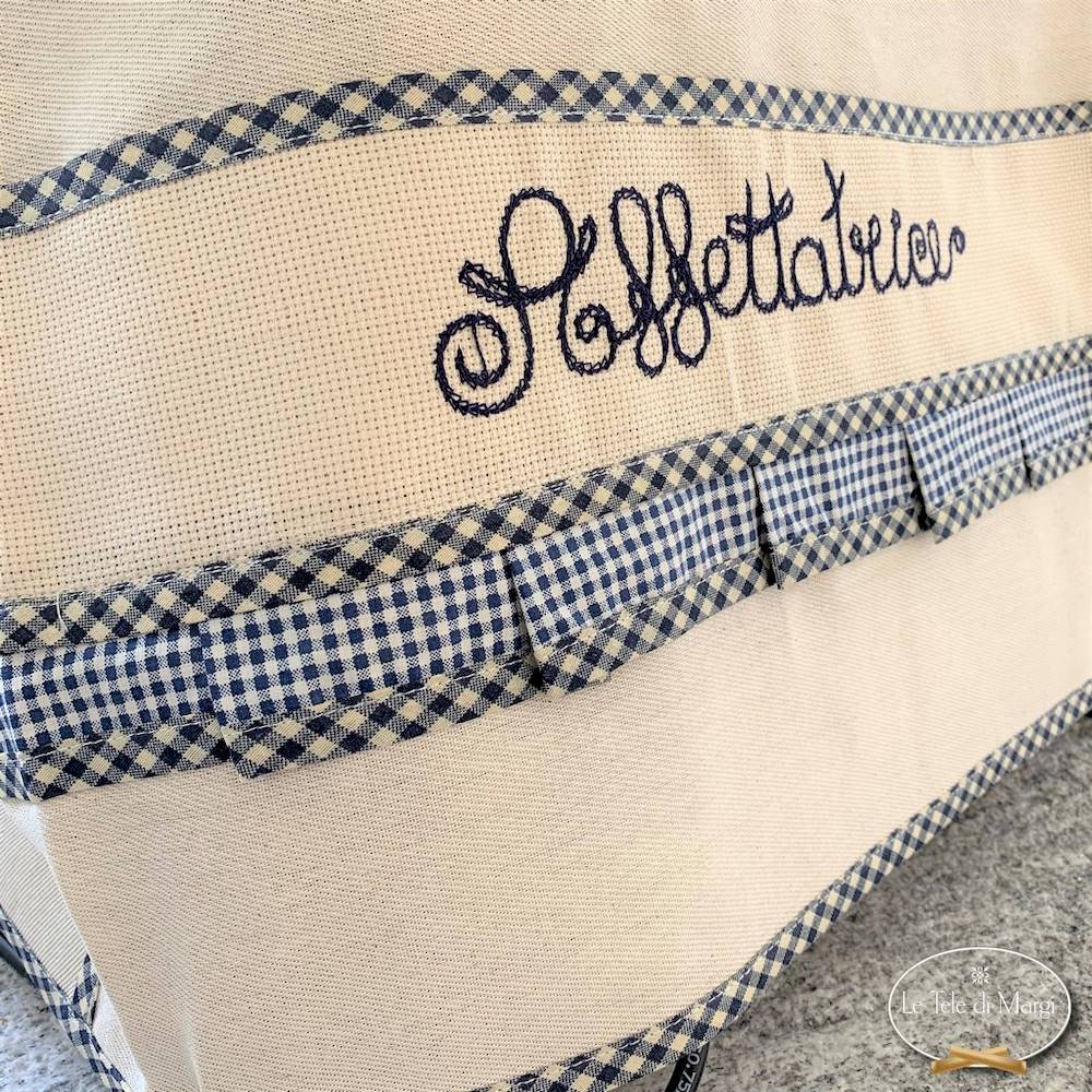 Copriaffettatrice ricamato blu grande