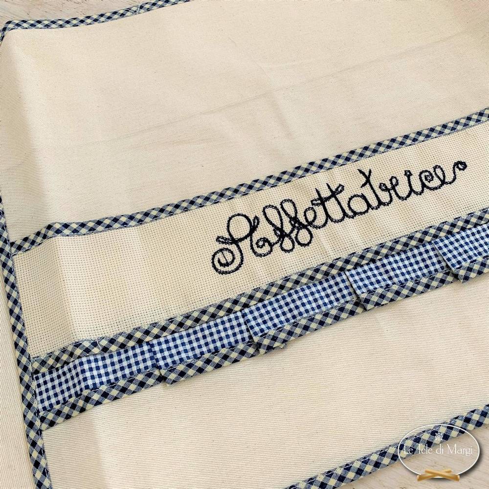 Copriaffettatrice ricamato blu grande