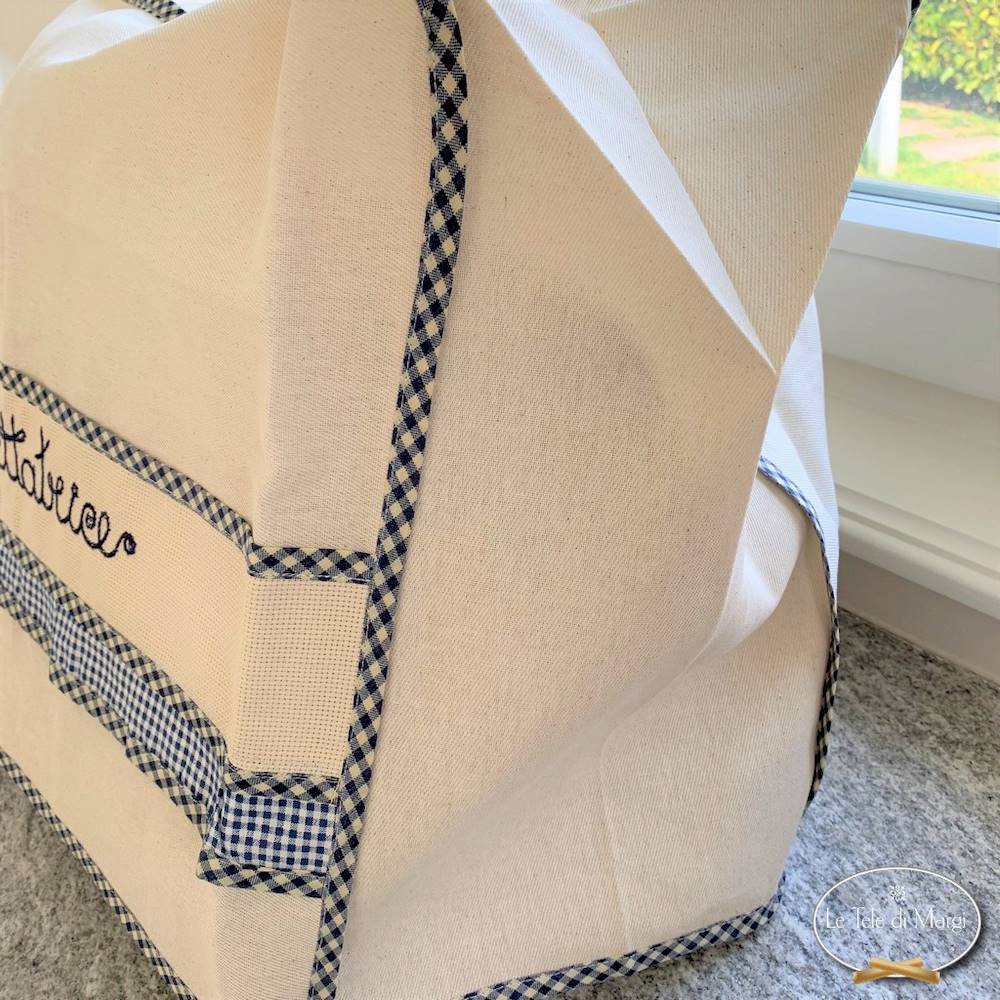 Copriaffettatrice ricamato blu grande