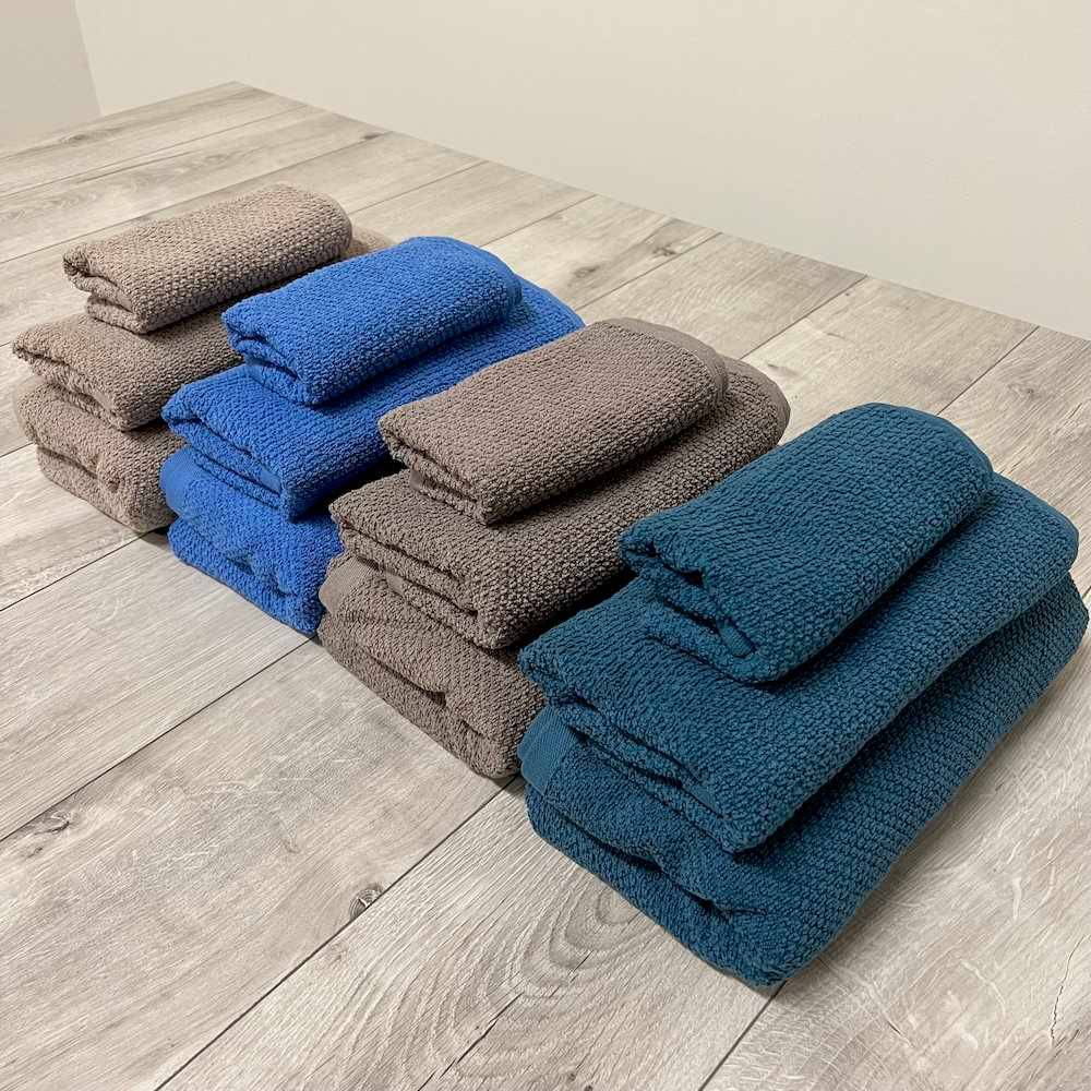 Coppia asciugamani chicco di riso tortora