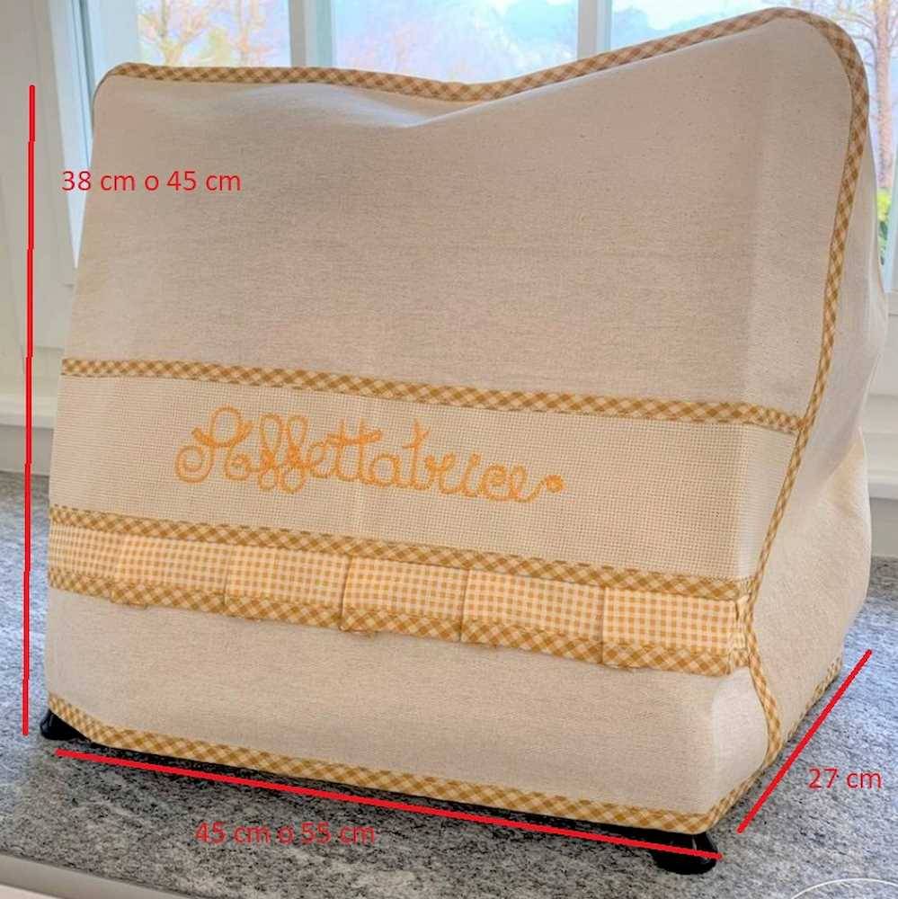 Copriaffettatrice ricamato blu grande