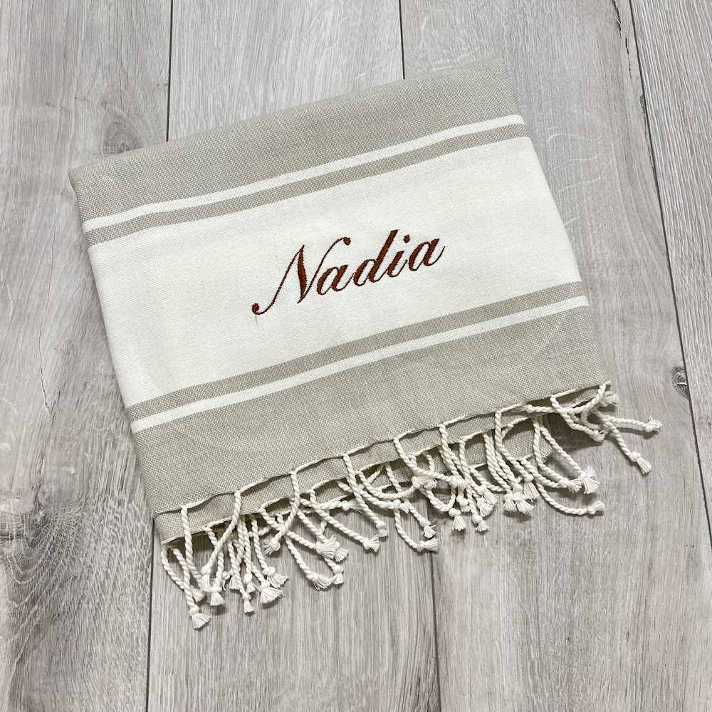 Fouta Telo Mare Versilia beige 100 x 200 Personalizzato