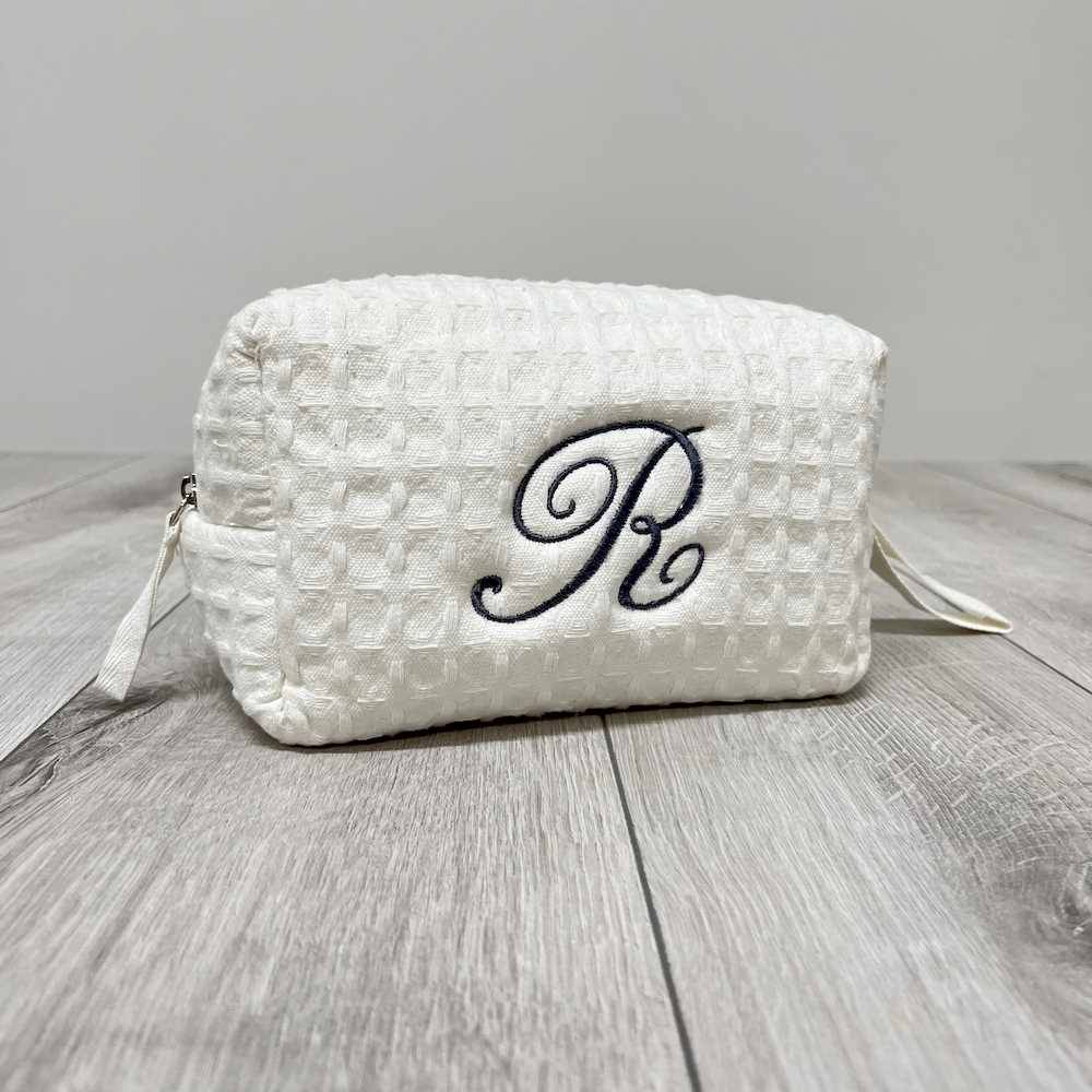 Pochette - beauty nido d' ape panna con zip personalizzata