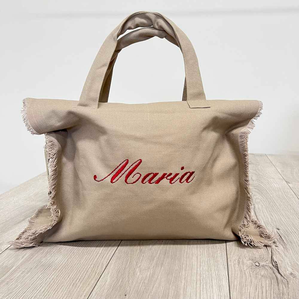 Borsa frange tortora personalizzata