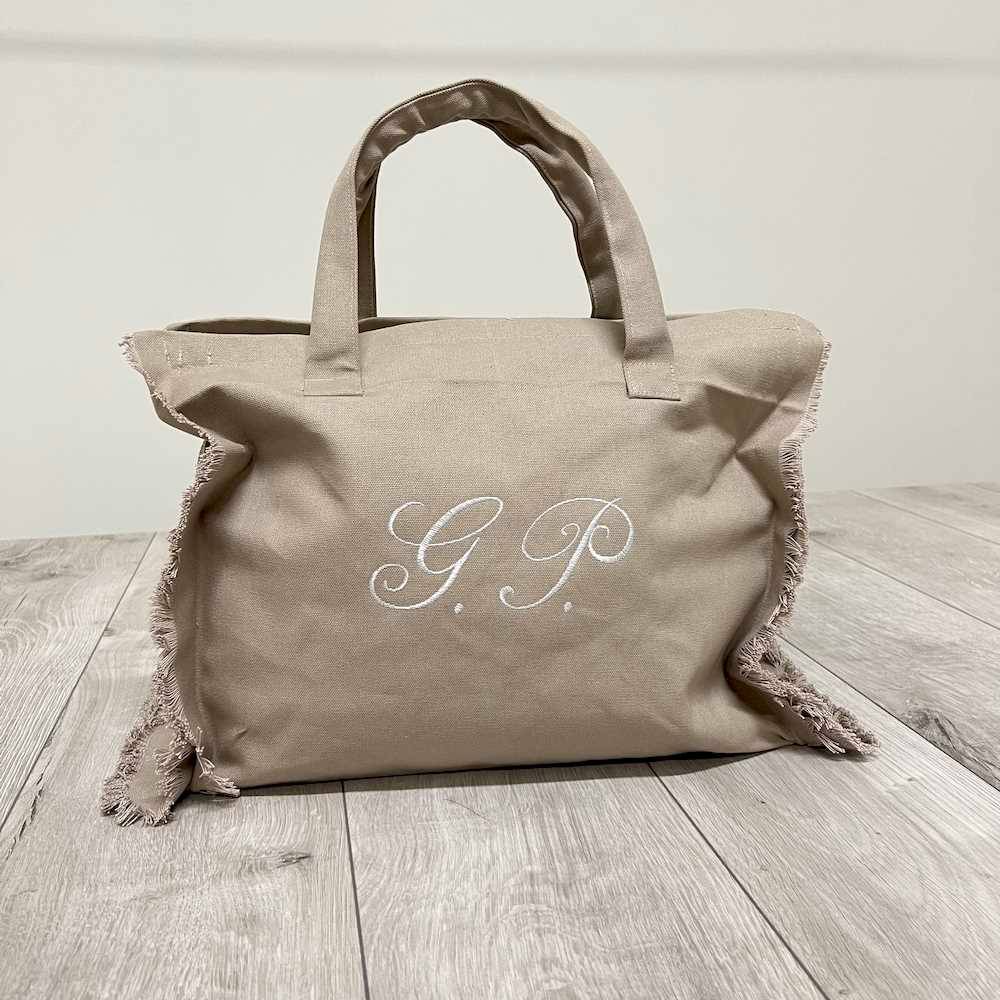 Borsa frange tortora personalizzata