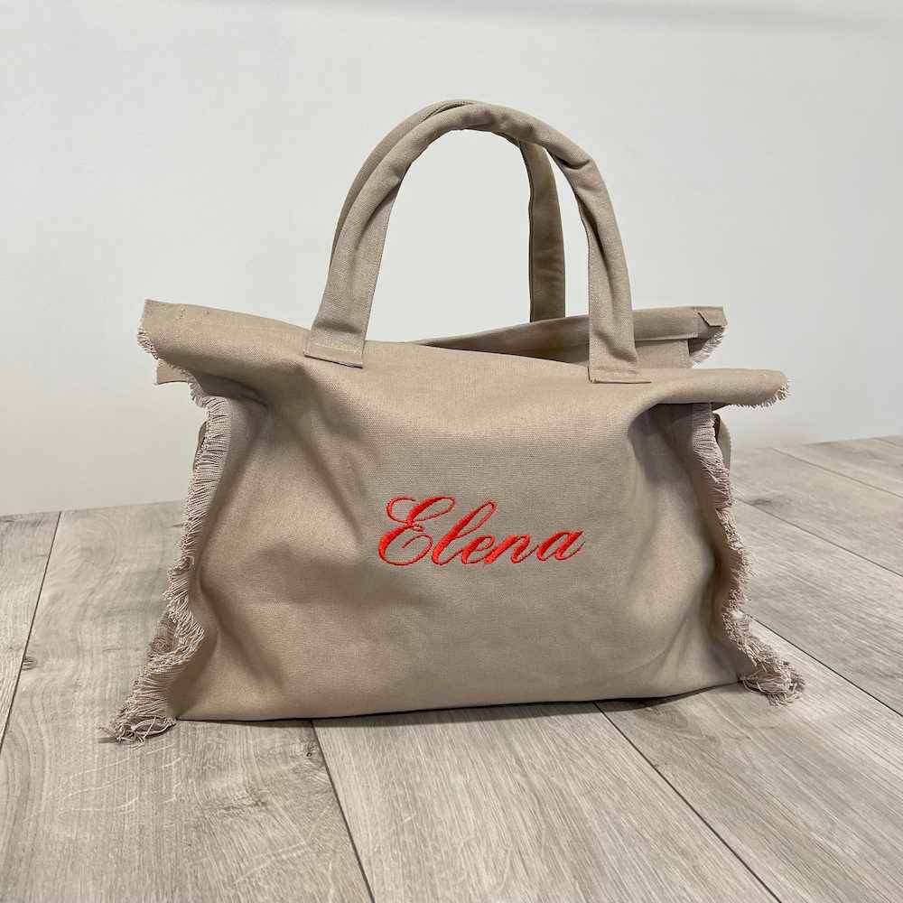 Borsa frange tortora personalizzata