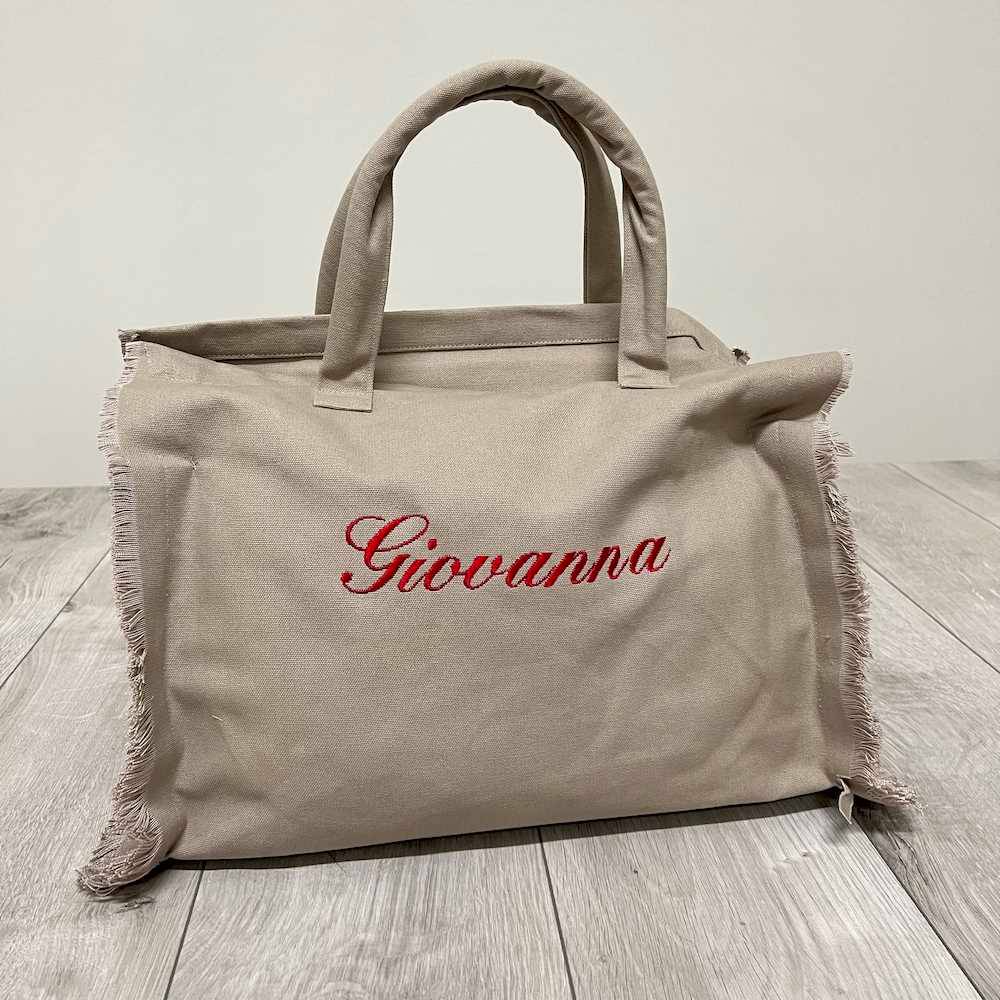 Borsa frange tortora personalizzata