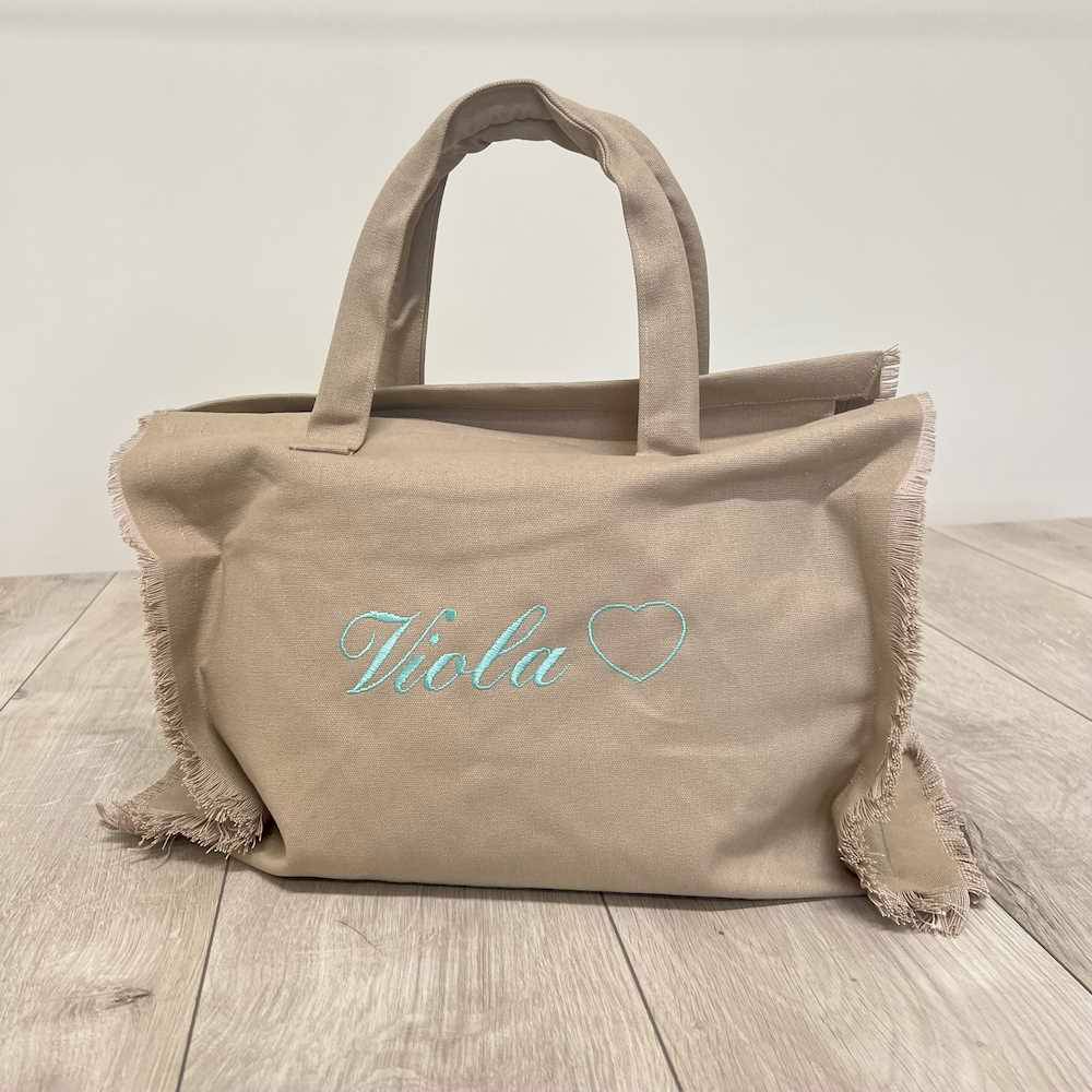 Borsa frange tortora personalizzata