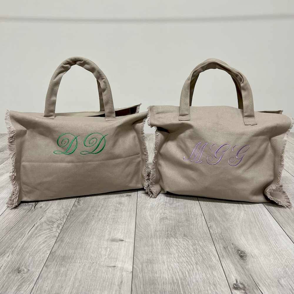 Borsa frange tortora personalizzata