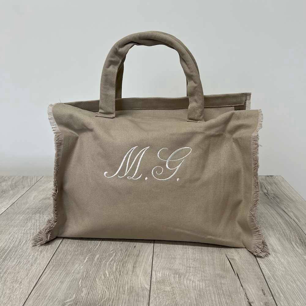 Borsa frange tortora personalizzata