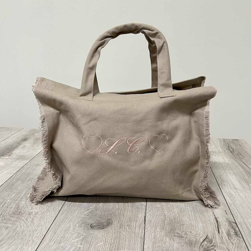 Borsa frange tortora personalizzata