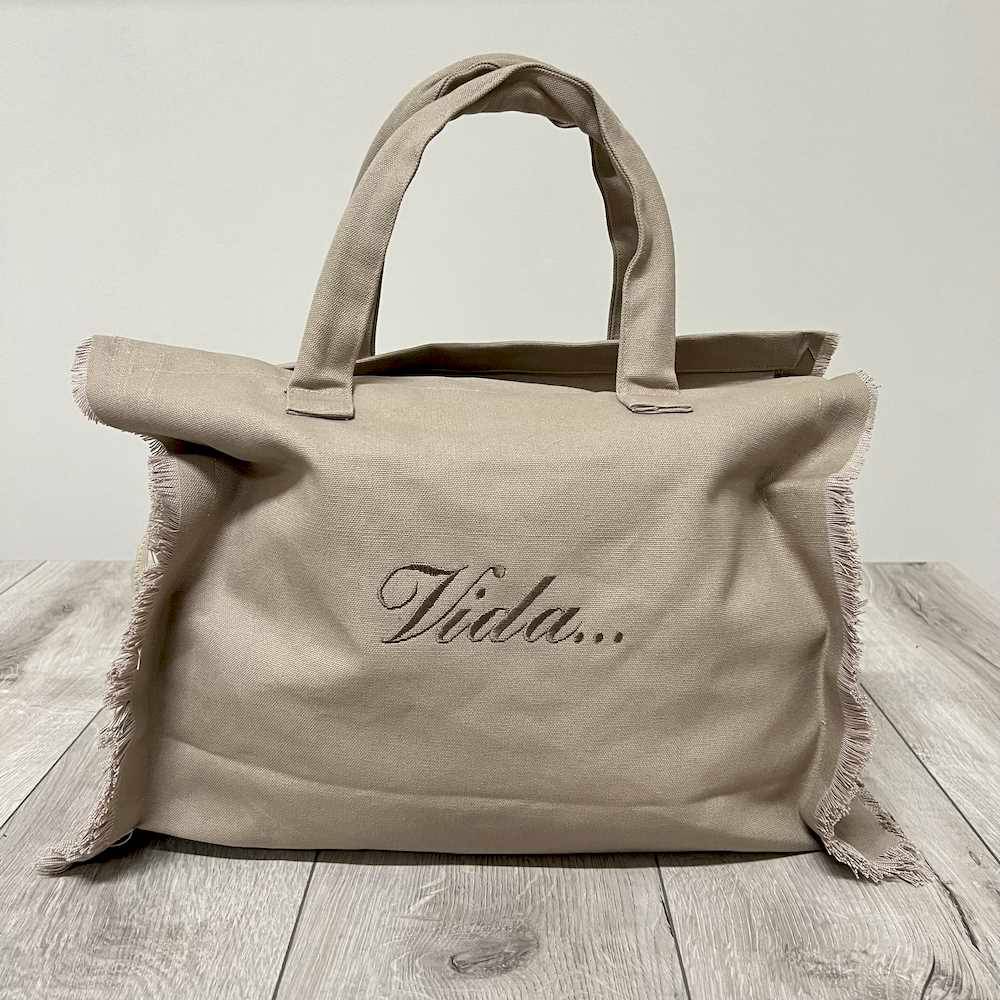 Borsa frange tortora personalizzata