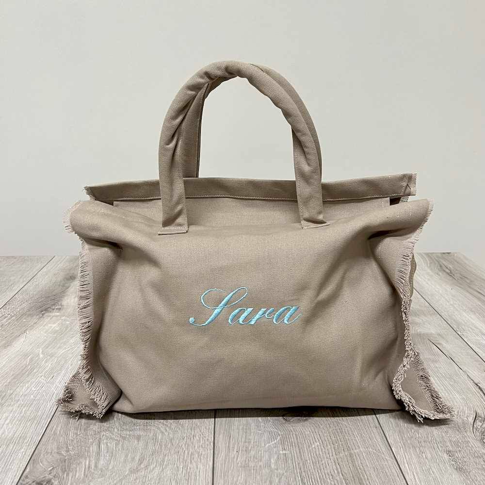 Borsa frange tortora personalizzata