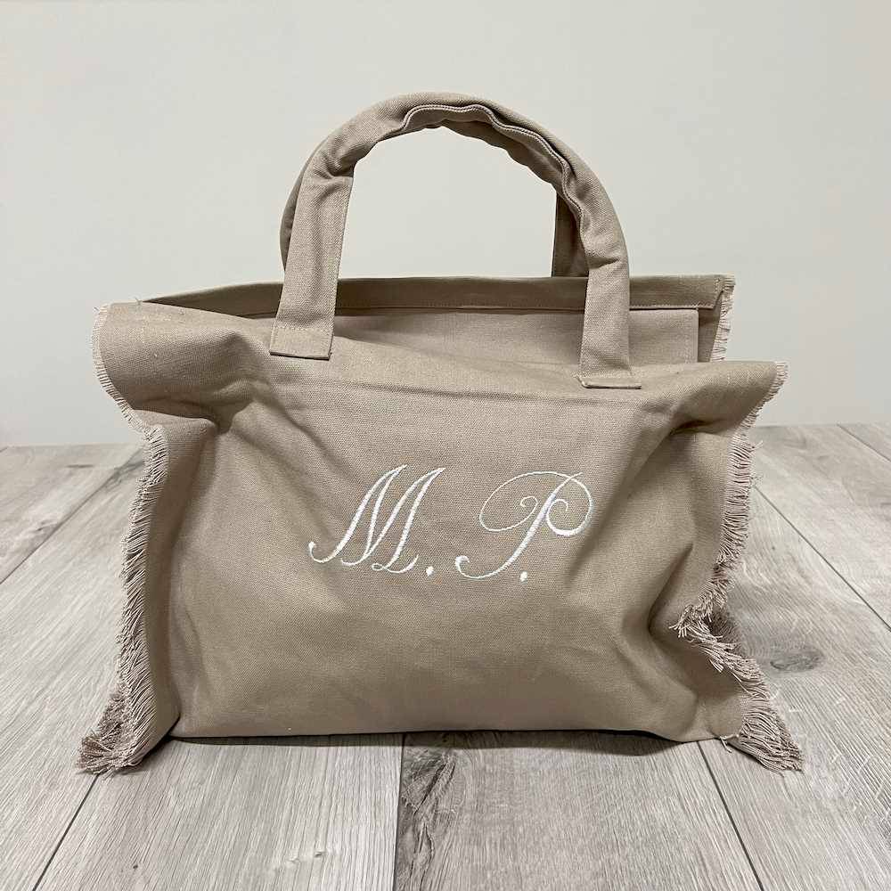 Borsa frange tortora personalizzata