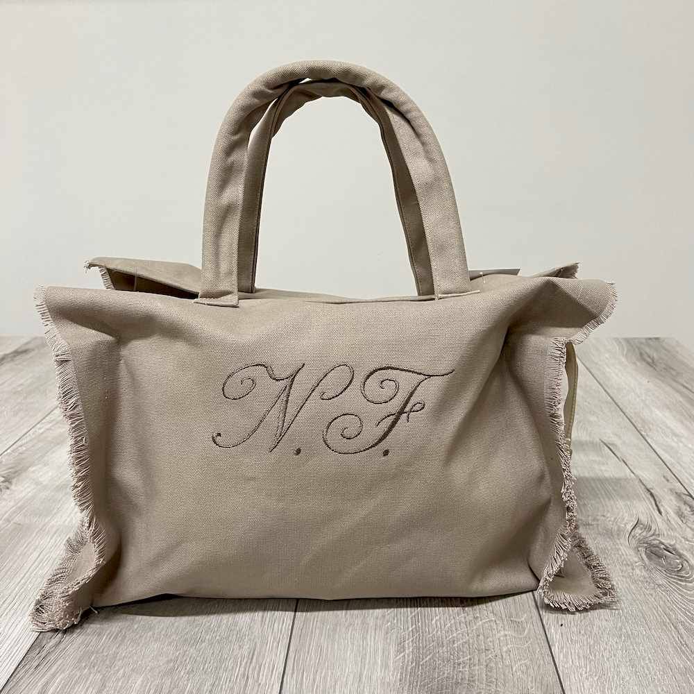 Borsa frange tortora personalizzata