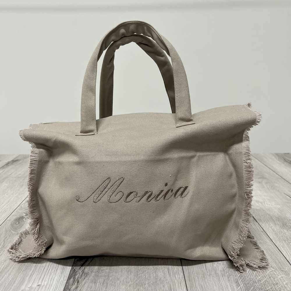 Borsa frange tortora personalizzata