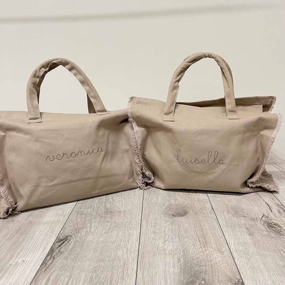 Borsa frange tortora personalizzata