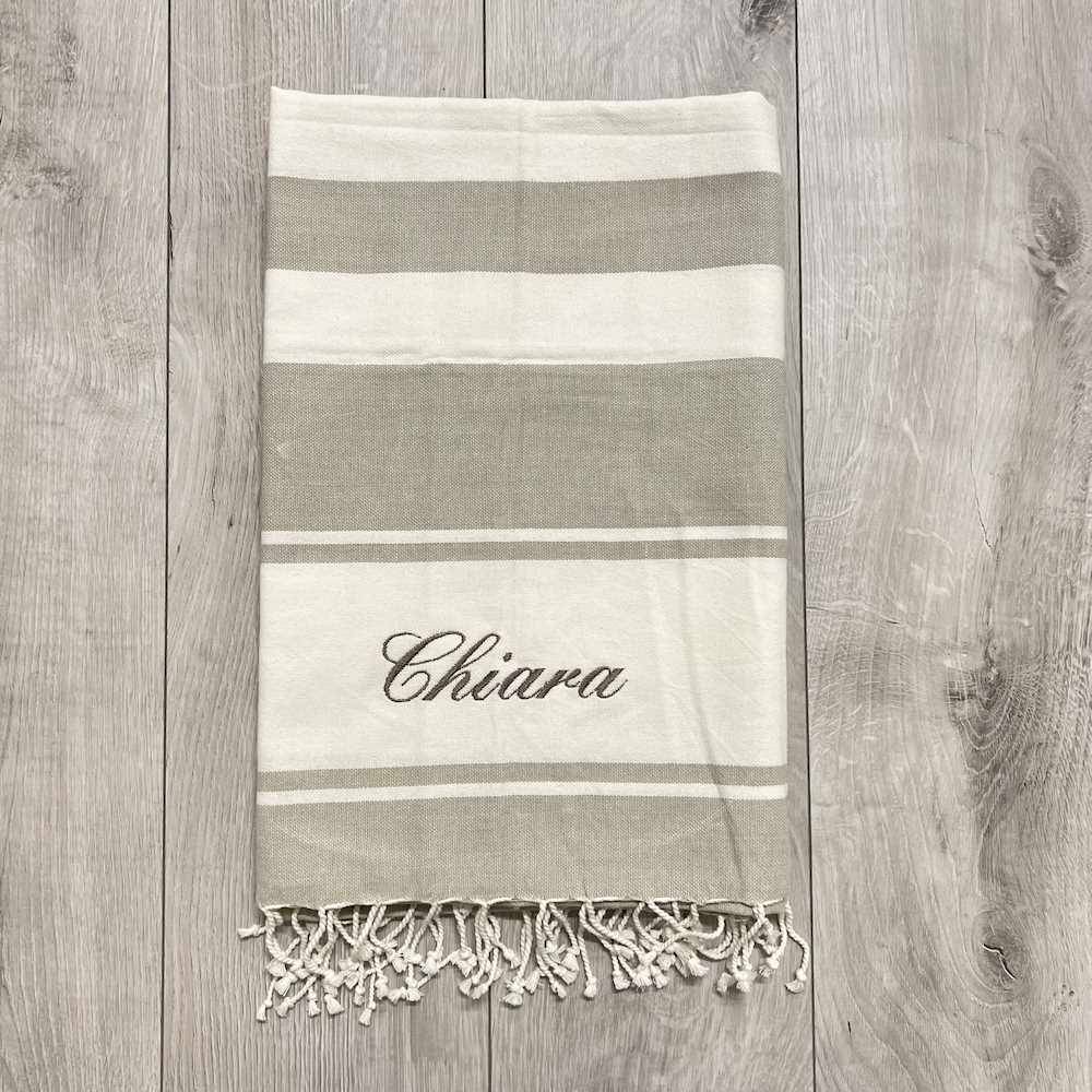 Fouta Telo Mare Versilia beige 100 x 200 Personalizzato