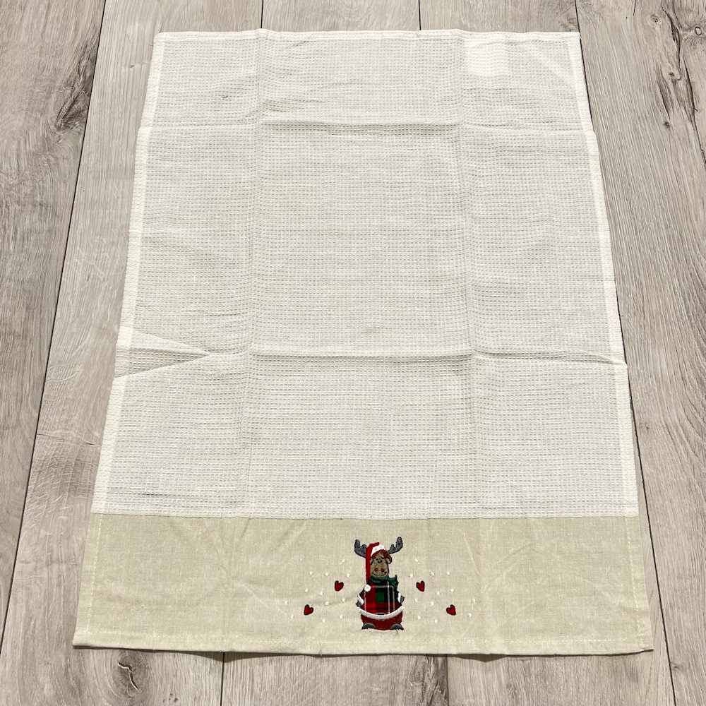 Canovaccio nido d'Ape balza ricamata Renna tartan