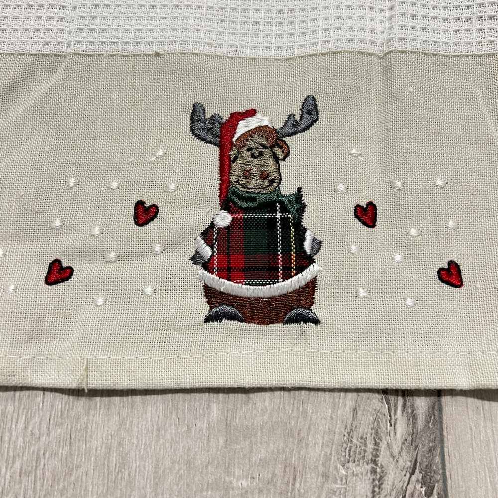 Canovaccio nido d'Ape balza ricamata Renna tartan