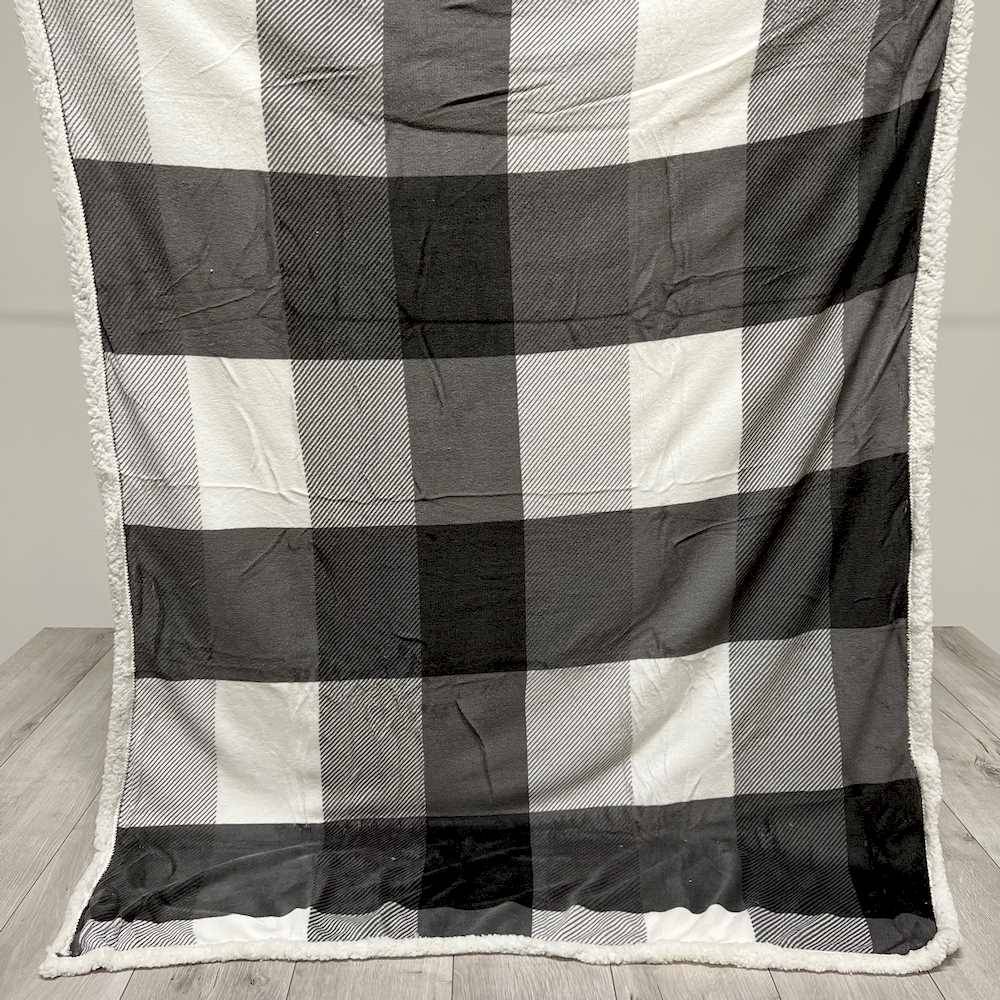 Plaid Aron Sherpa Scozzese grigio 120 x 150