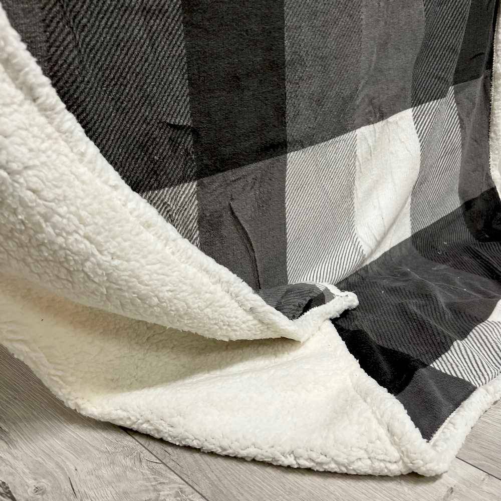 Plaid Aron Sherpa Scozzese grigio 120 x 150