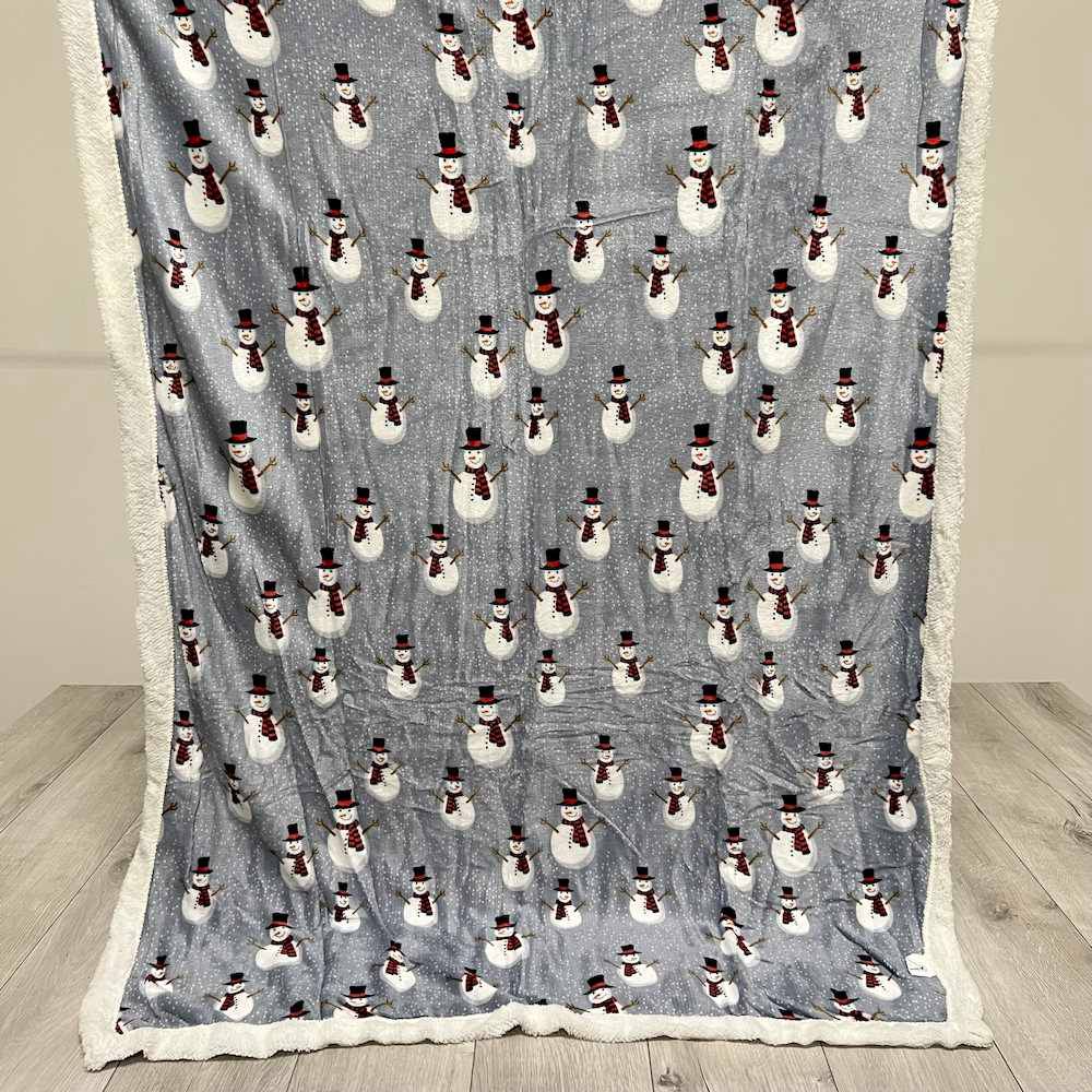 Plaid Sherpa Snowman pupazzi di neve grigio 125 x 155