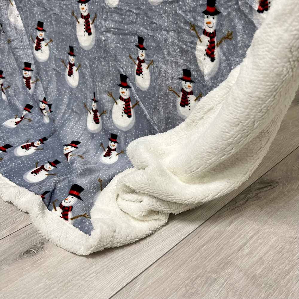 Plaid Sherpa Snowman pupazzi di neve grigio 125 x 155