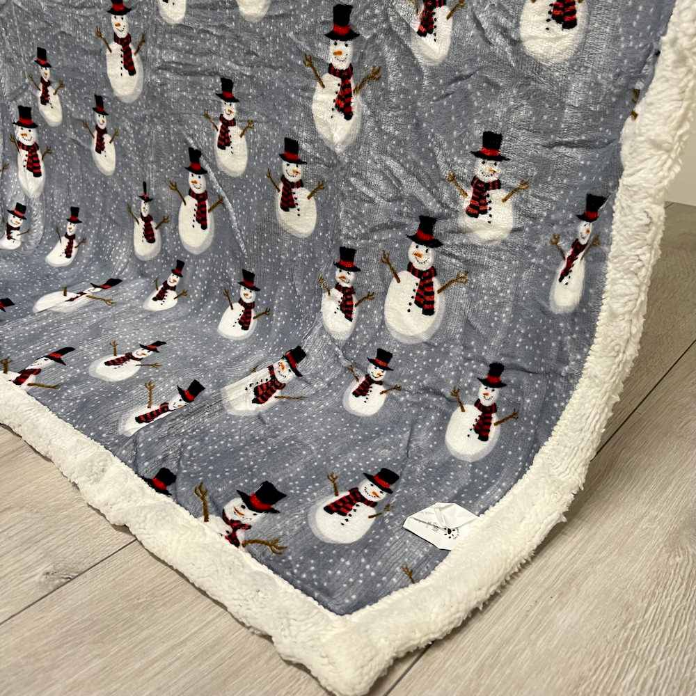 Plaid Sherpa Snowman pupazzi di neve grigio 125 x 155