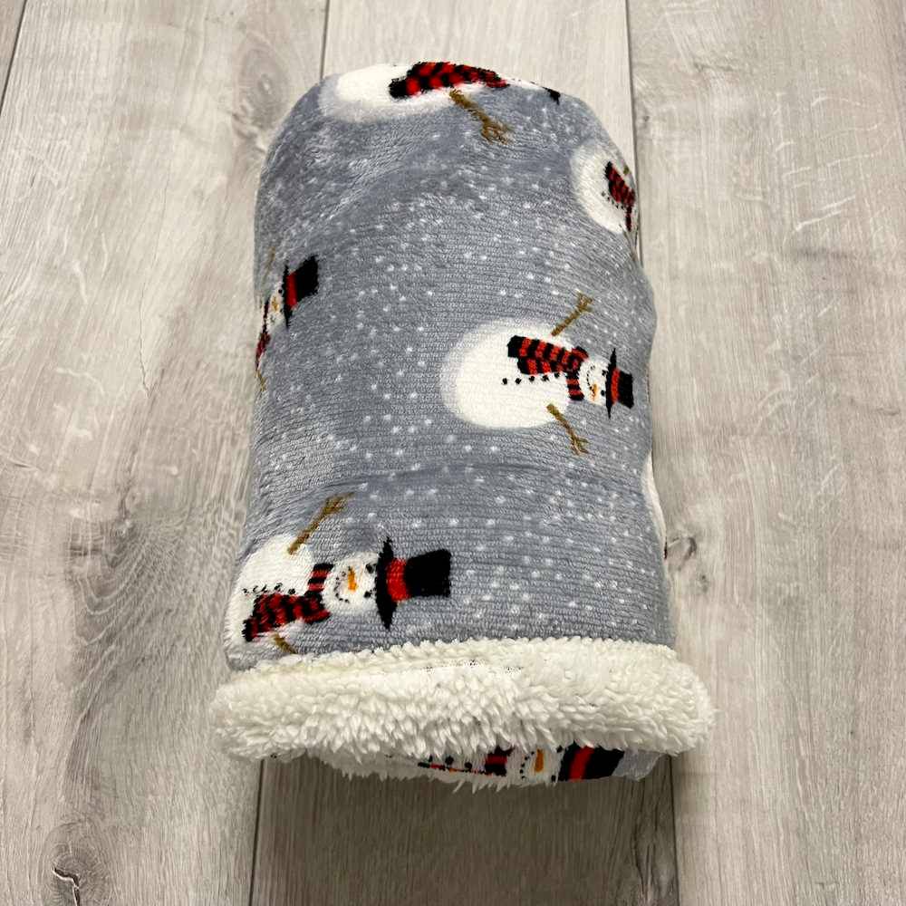 Plaid Sherpa Snowman pupazzi di neve grigio 125 x 155