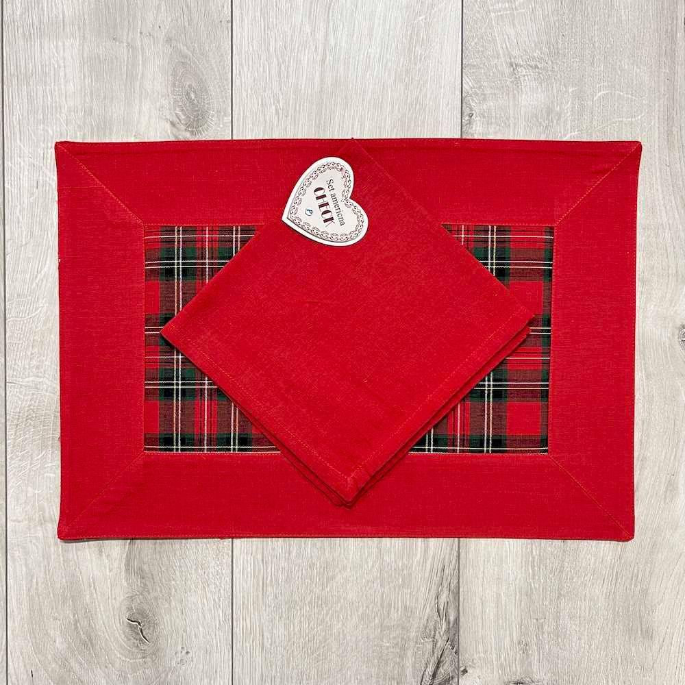 Set Idea Regalo Check Tartan rosso
