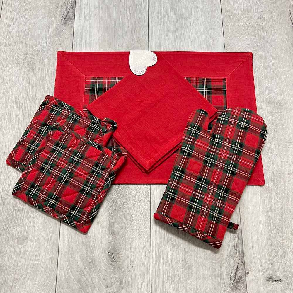 Set Idea Regalo Check Tartan rosso