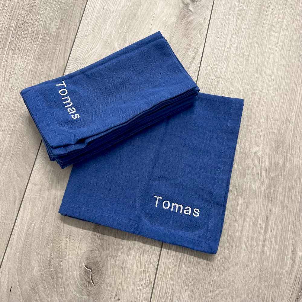 Set 4 tovaglioli blu personalizzati