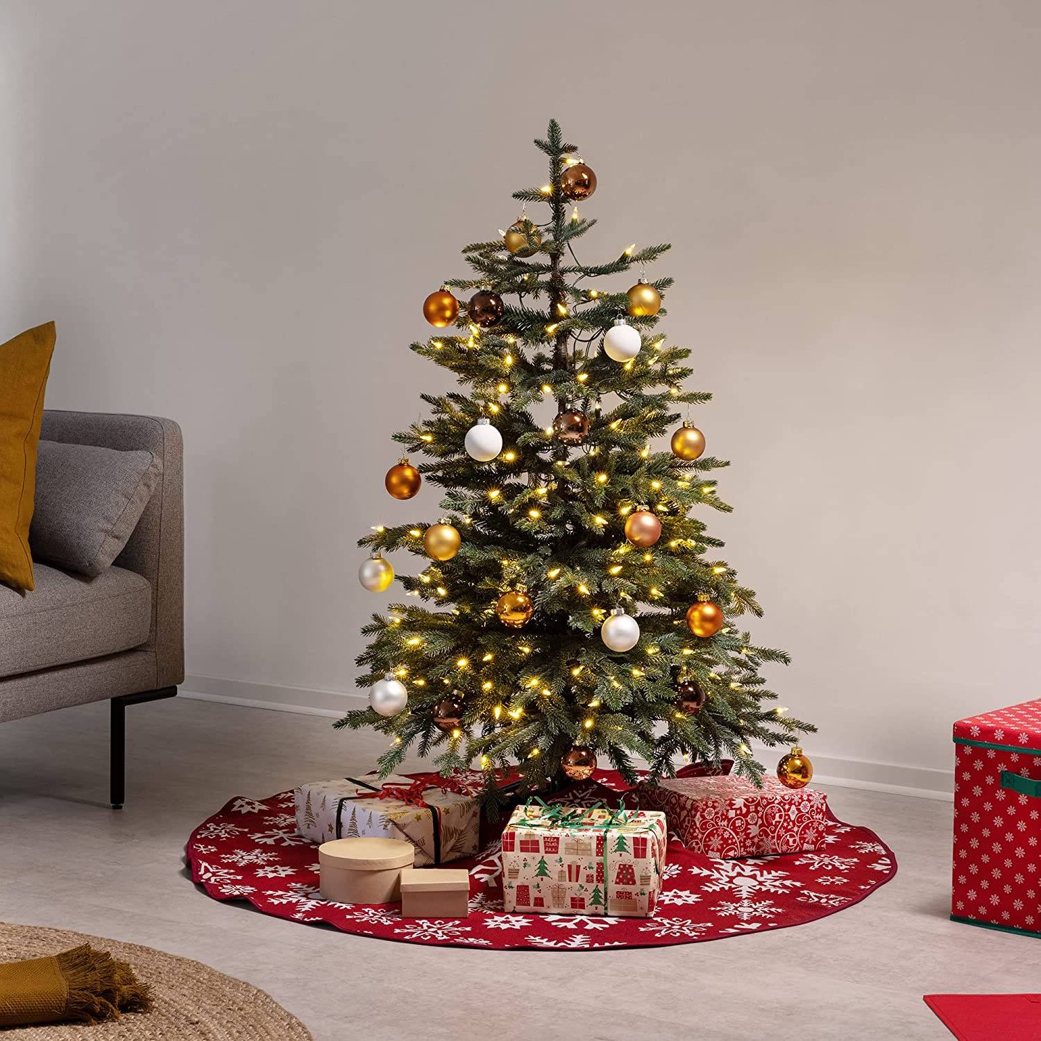 Copribase albero Fiocchi di neve neutro 120 cm diametro