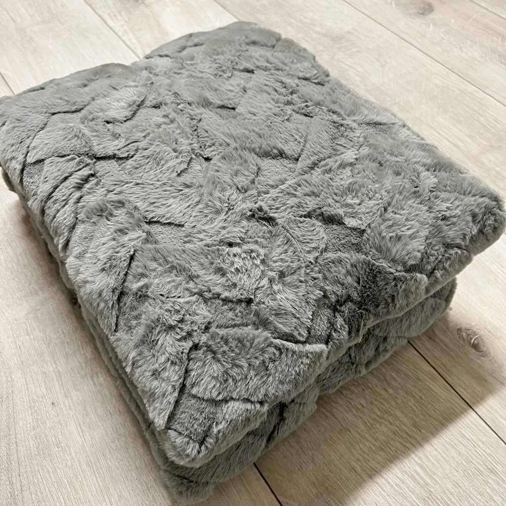 Plaid Marlene pelliccia ecologica grigia matrimoniale 200 x 230