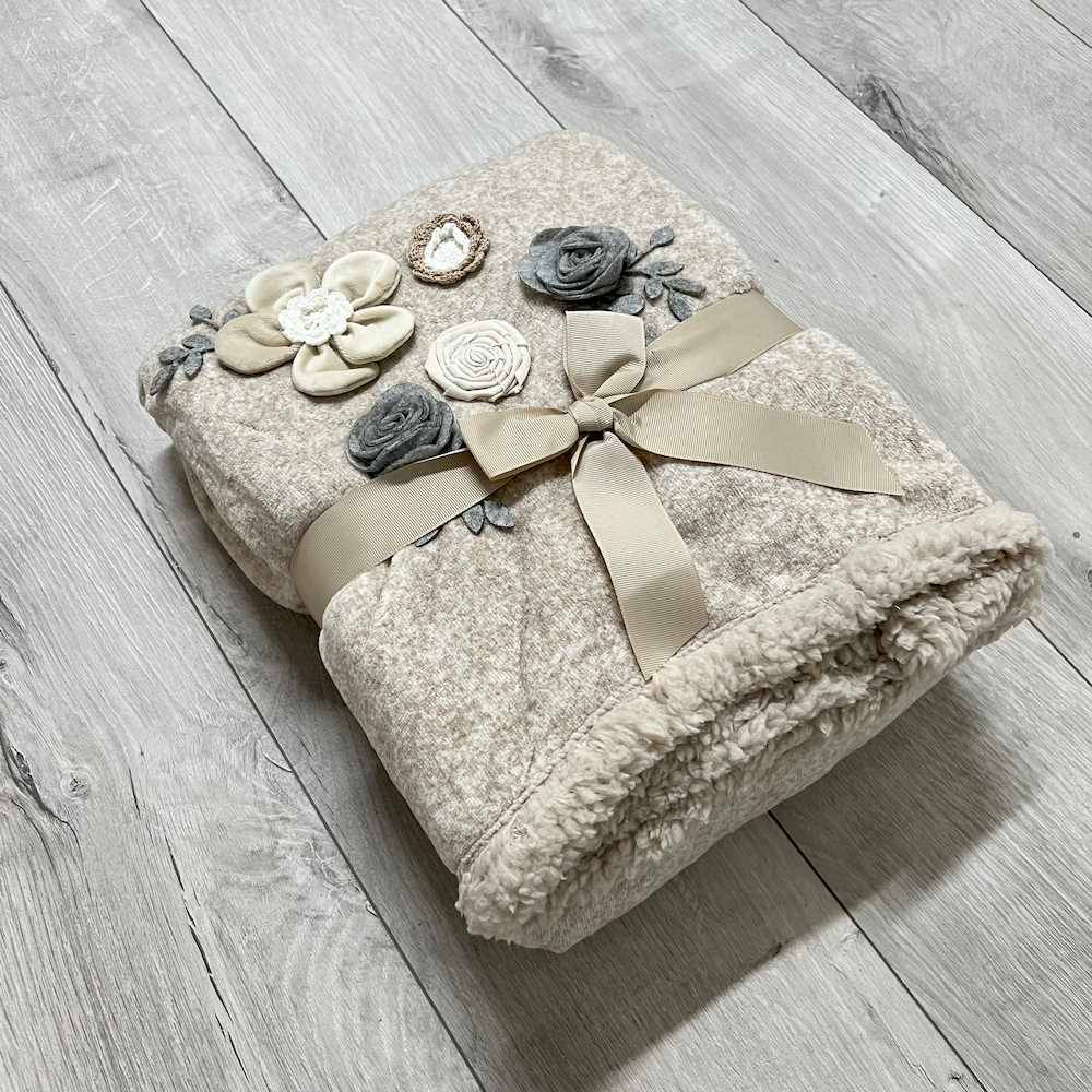 Plaid Alice tortora ricamato 130 x 160