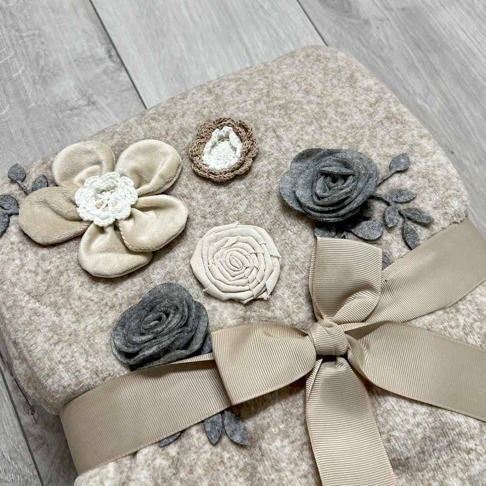 Plaid Alice tortora ricamato 130 x 160