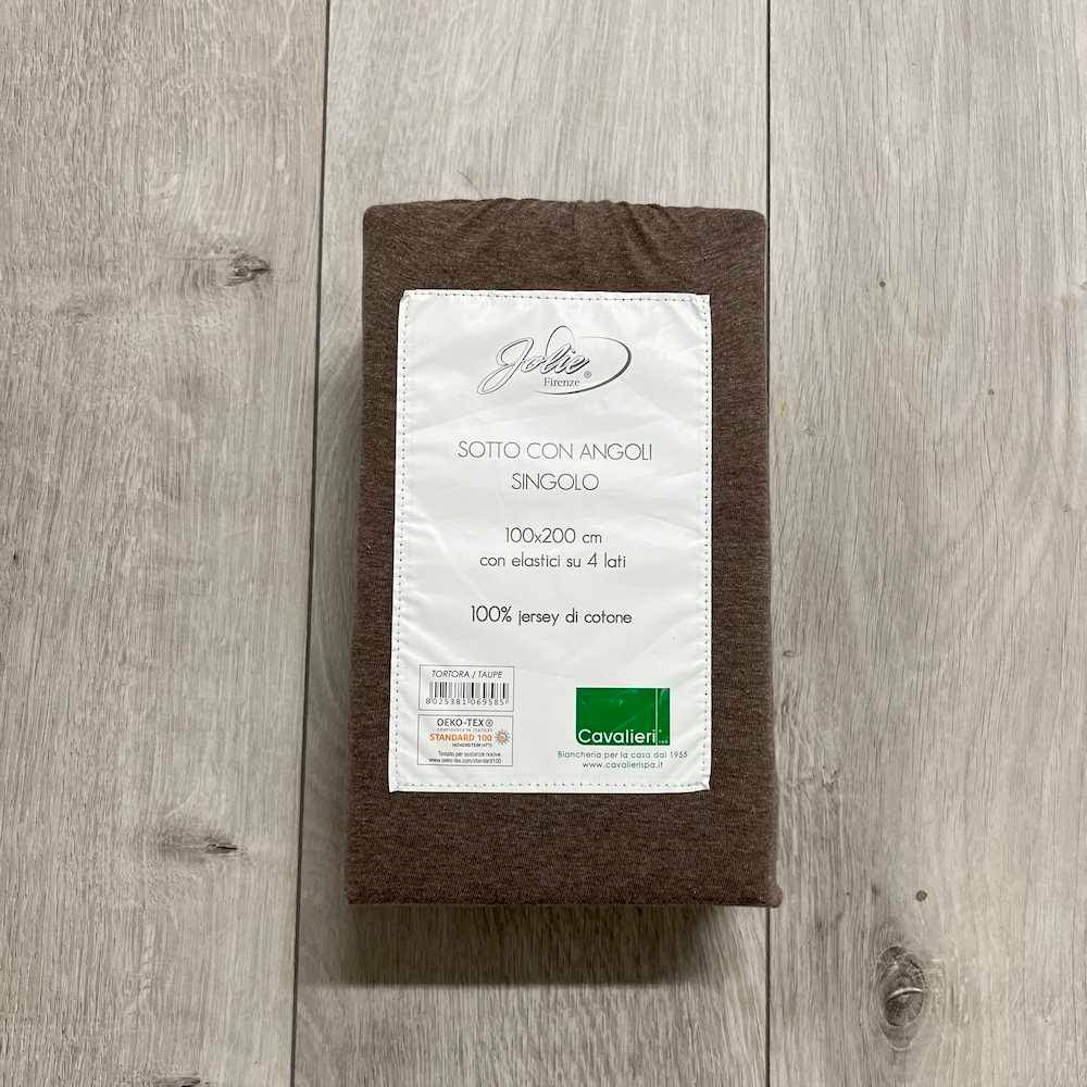 Sotto con angoli singolo in jersey di cotone tortora jolie firenze