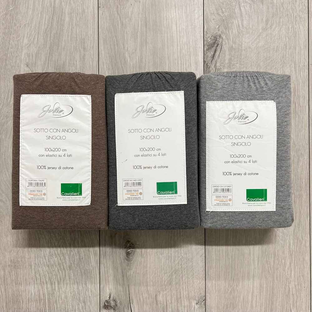 Sotto con angoli singolo in jersey di cotone tortora jolie firenze