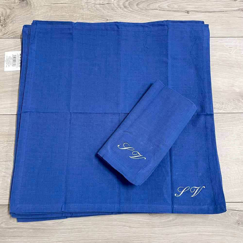 Set 4 tovaglioli blu personalizzati