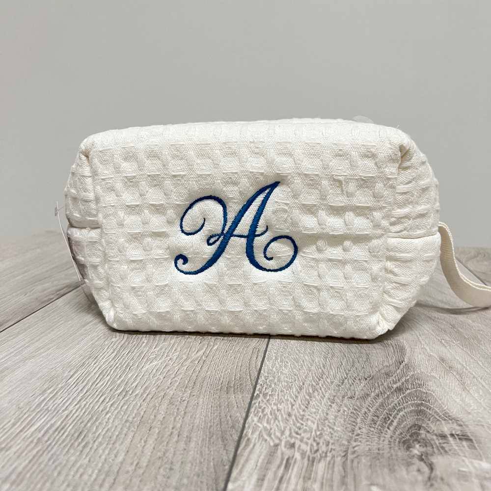 Pochette - beauty nido d' ape panna con zip personalizzata