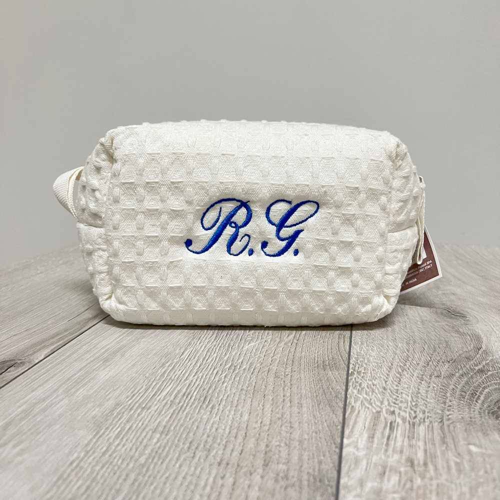 Pochette - beauty nido d' ape panna con zip personalizzata