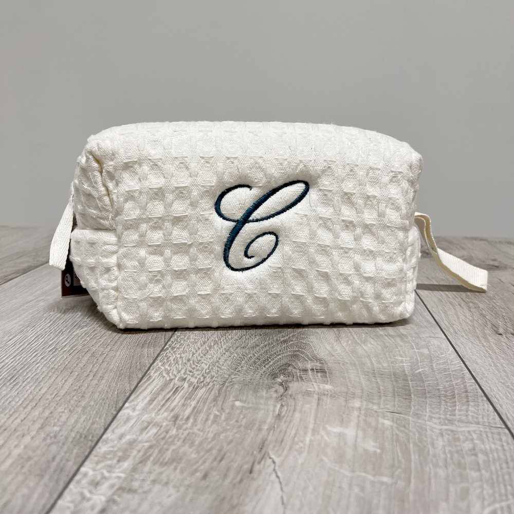 Pochette - beauty nido d' ape panna con zip personalizzata