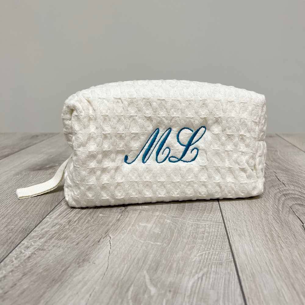 Pochette - beauty nido d' ape panna con zip personalizzata