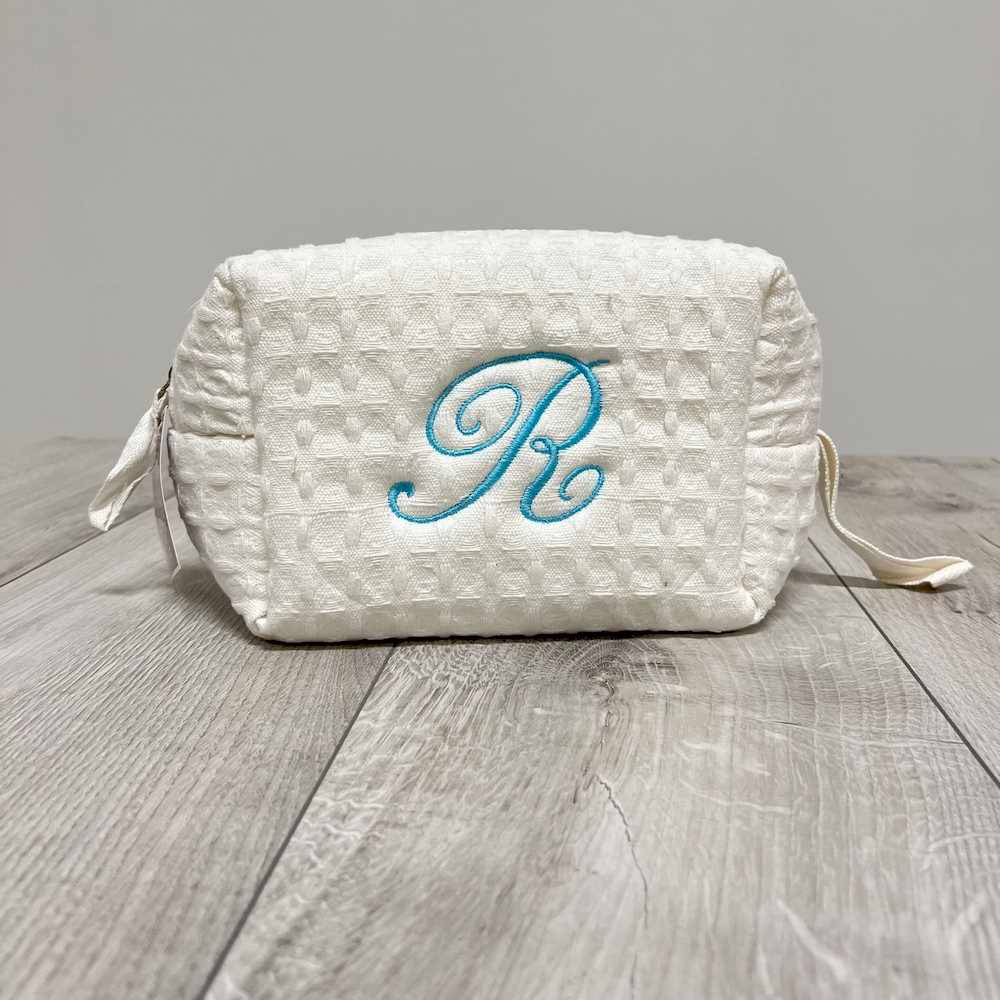 Pochette - beauty nido d' ape panna con zip personalizzata