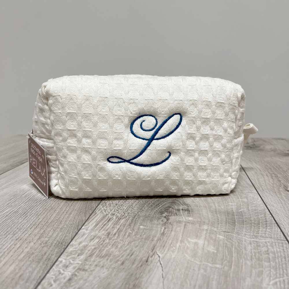 Pochette - beauty nido d' ape panna con zip personalizzata