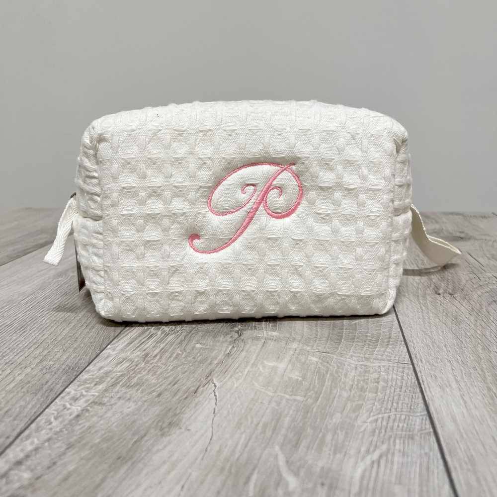 Pochette - beauty nido d' ape panna con zip personalizzata