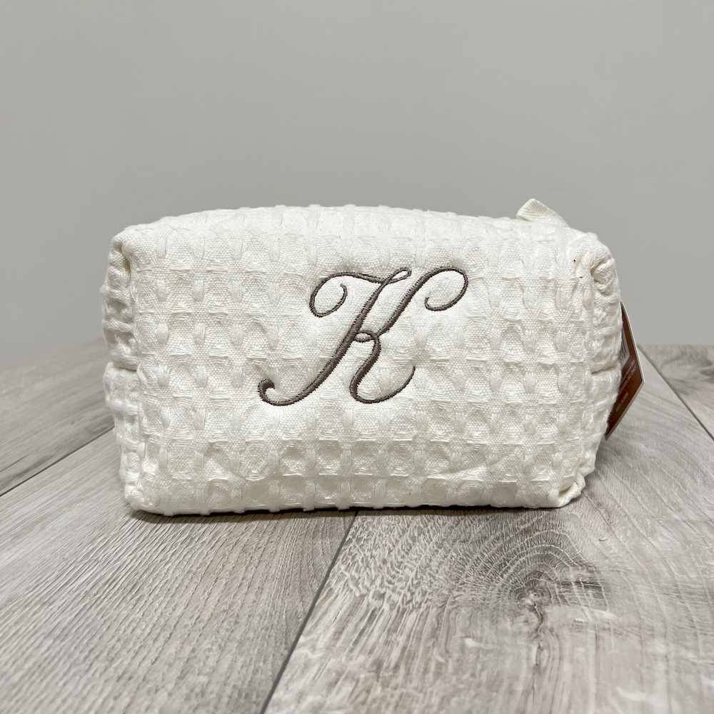 Pochette - beauty nido d' ape panna con zip personalizzata